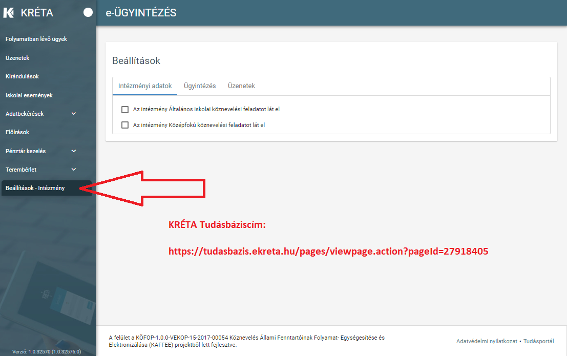 e-Ügyintézés > e-Ügyintézés > 01a_Beállítások főmenüpont kihelyezése a bal oldali panelra.png