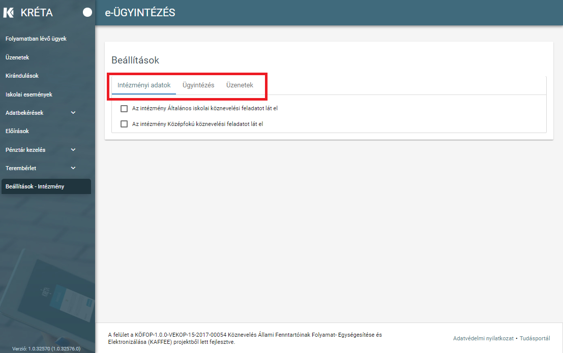 e-Ügyintézés > e-Ügyintézés > 01b_Beállítások szekciói (témakörei) a beállítások menüpont nyitóoldalán.png